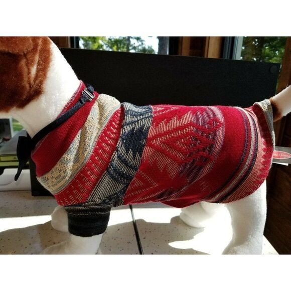 Handmade Dog Cat Summer Sweater SMALL Upcycled STRIPED RED BLUE TAN SWEATER - Picture 4 of 11